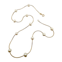 Vintage Pearl Bead Gold Station Necklace