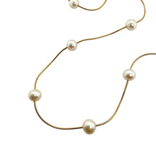Vintage Pearl Bead Gold Station Necklace