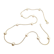 Vintage Pearl Bead Gold Station Necklace
