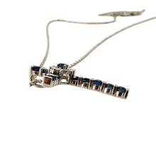 Dainty Sapphire & Diamond Cross Necklace 14K White Gold