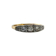 Dainty Vintage Diamond Band 18K Yellow Gold & Platinum