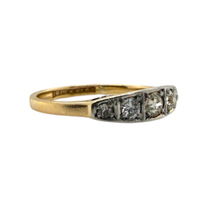 Dainty Vintage Diamond Band 18K Yellow Gold & Platinum