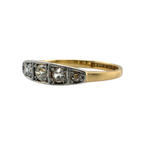 Dainty Vintage Diamond Band 18K Yellow Gold & Platinum