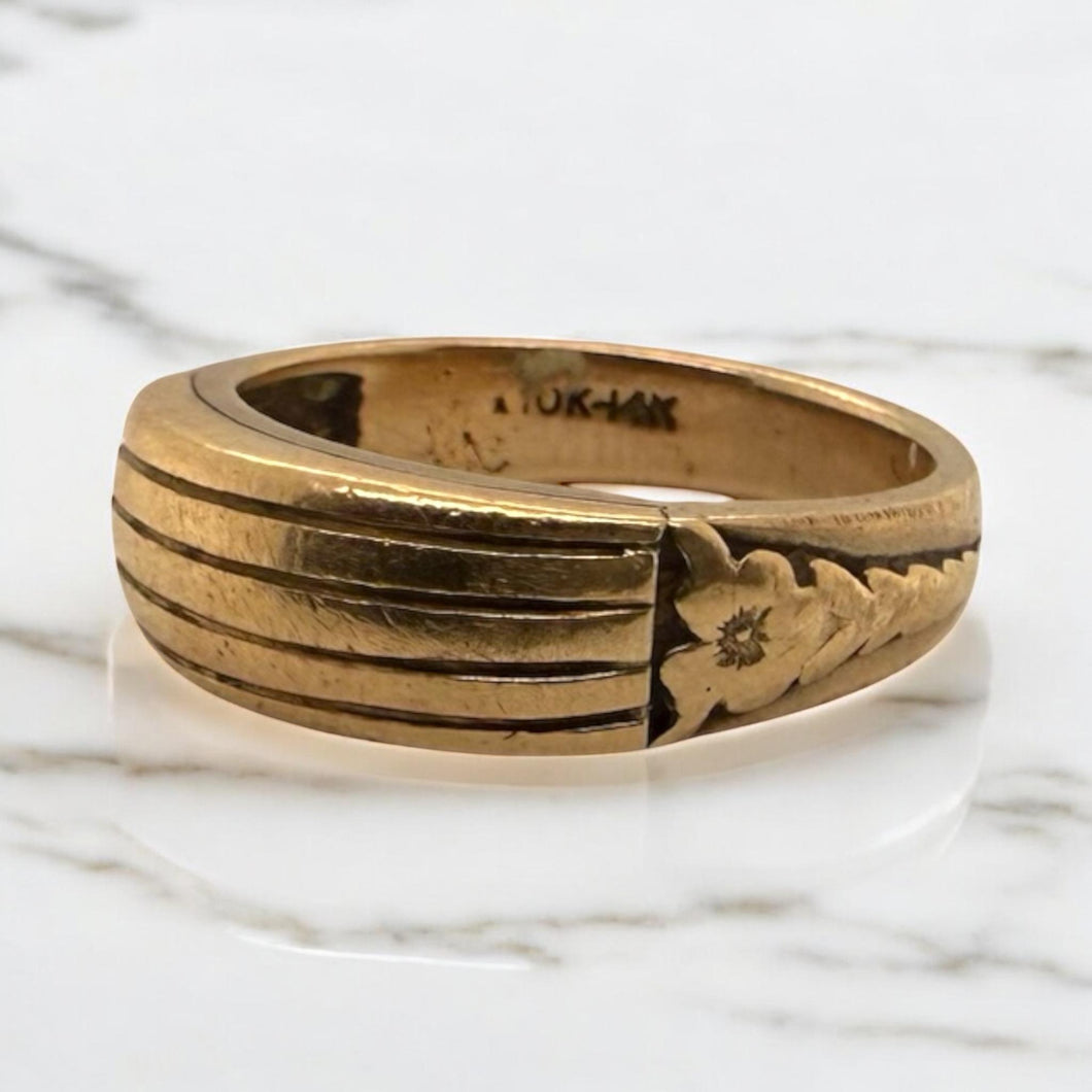 Heavy Vintage Gold Band Style Ring