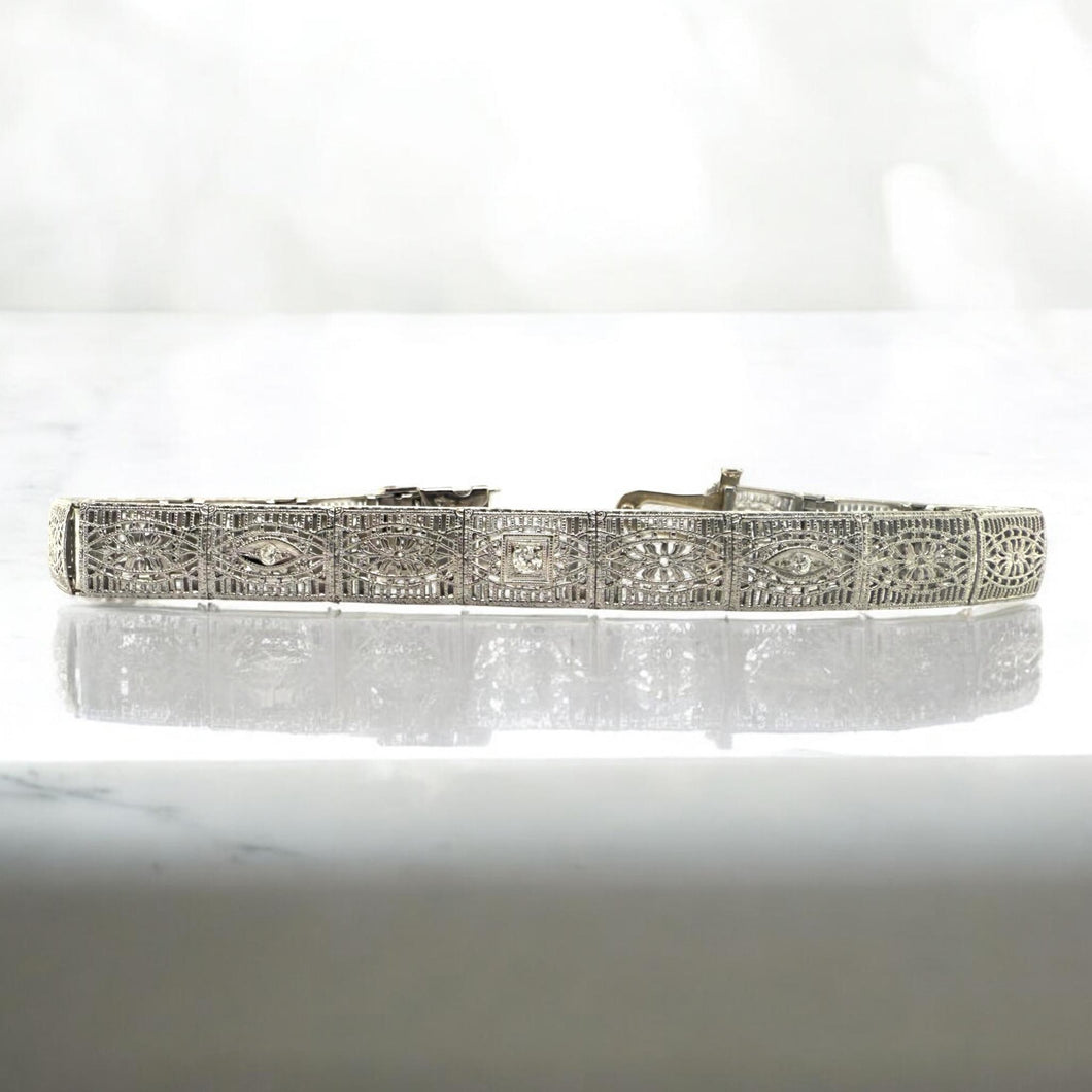 Vintage Filigree Style Diamond Bracelet