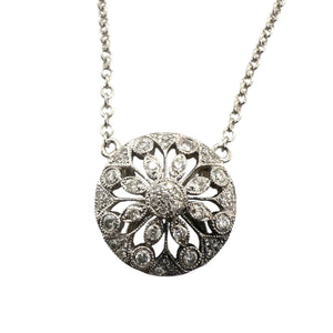 Contemporary Diamond Necklace 14K White Gold