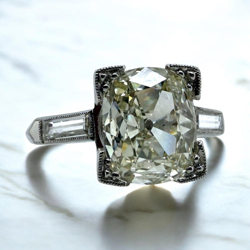 Vintage 2.01 Carat Antique Cushion Cut Diamond Engagement Ring GIA