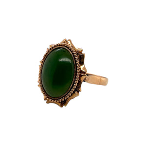Vintage Nephrite Jade Ring 14K Rose Gold