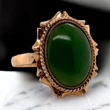 Vintage Nephrite Jade Ring 14K Rose Gold