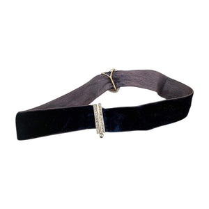 Vintage Georgian Era Rose Cut Diamond Blue Velvet Choker Necklace