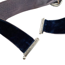 Vintage Georgian Era Rose Cut Diamond Blue Velvet Choker Necklace