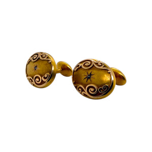 Vintage Yellow Gold Rose Cut Diamond Cufflinks