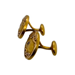 Vintage Yellow Gold Rose Cut Diamond Cufflinks