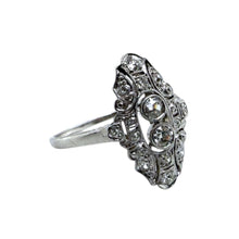 Vintage Dainty Old European Cut Diamond Cocktail Ring 18K White Gold