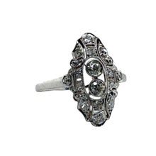 Vintage Dainty Old European Cut Diamond Cocktail Ring 18K White Gold
