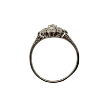 Vintage Dainty Old European Cut Diamond Cocktail Ring 18K White Gold