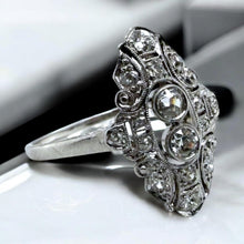 Vintage Dainty Old European Cut Diamond Cocktail Ring 18K White Gold