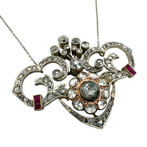 Vintage Rose Cut Diamond Conversion Necklace