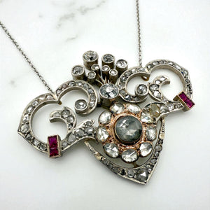 Vintage Rose Cut Diamond Conversion Necklace