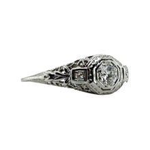 Vintage Dainty Filigree Diamond Ring 18K White Gold