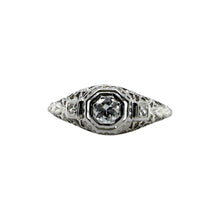 Vintage Dainty Filigree Diamond Ring 18K White Gold