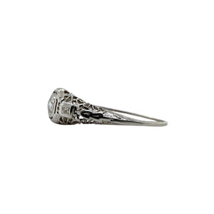 Vintage Dainty Filigree Diamond Ring 18K White Gold