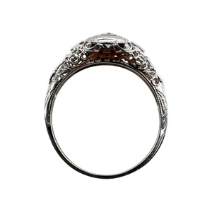 Vintage Dainty Filigree Diamond Ring 18K White Gold
