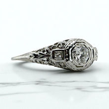 Vintage Dainty Filigree Diamond Ring 18K White Gold
