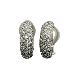 2 Carat Clip On Diamond Hoop Earrings 18K White Gold