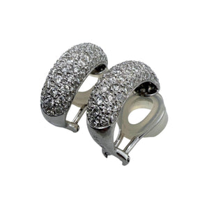 2 Carat Clip On Diamond Hoop Earrings 18K White Gold