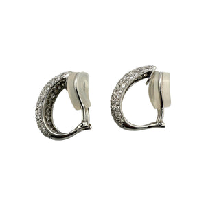 2 Carat Clip On Diamond Hoop Earrings 18K White Gold