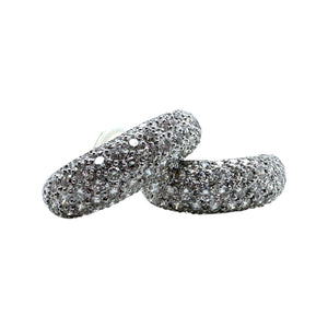 2 Carat Clip On Diamond Hoop Earrings 18K White Gold
