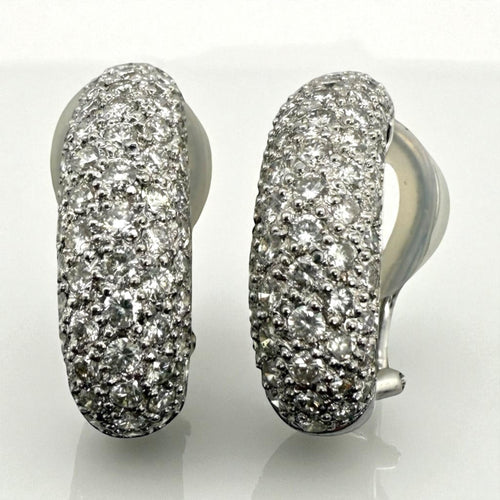 2 Carat Clip On Diamond Hoop Earrings 18K White Gold