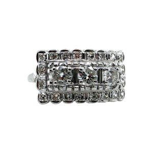 Vintage 1 Carat Diamond Cocktail Ring 14K White Gold