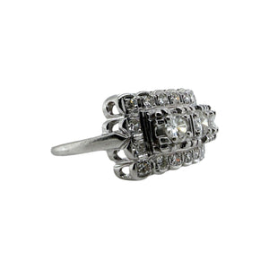 Vintage 1 Carat Diamond Cocktail Ring 14K White Gold