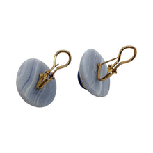 Unique Lapis & Blue Agate Gold Statement Earrings 14K