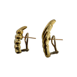 Unique Large Statement Lapis Earrings 14K Yellow Gold