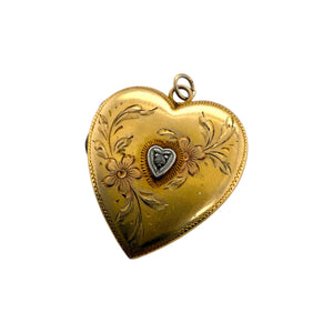 Vintage Yellow Gold Heart Locket Pendant 1943