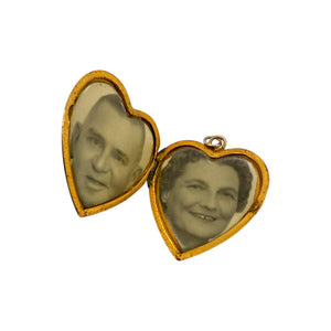 Vintage Yellow Gold Heart Locket Pendant 1943