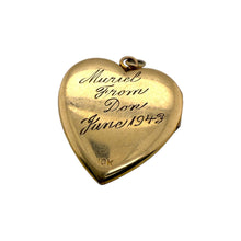 Vintage Yellow Gold Heart Locket Pendant 1943