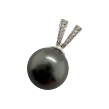 Black Tahitian Pearl Diamond Pendant 14K White Gold