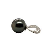 Black Tahitian Pearl Diamond Pendant 14K White Gold