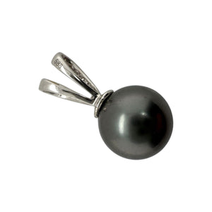 Black Tahitian Pearl Diamond Pendant 14K White Gold