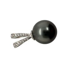 Black Tahitian Pearl Diamond Pendant 14K White Gold