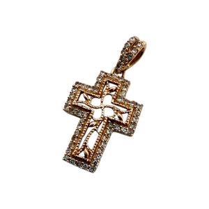 Dainty Rose Gold Diamond Cross Pendant