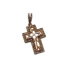 Dainty Rose Gold Diamond Cross Pendant