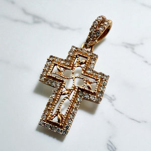 Dainty Rose Gold Diamond Cross Pendant