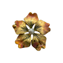 Vintage Enamel Flower Brooch Conversion Pendant 14K Yellow Gold