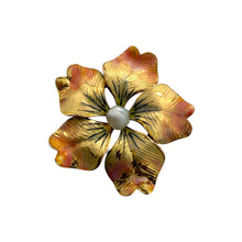 Vintage Enamel Flower Brooch Conversion Pendant 14K Yellow Gold
