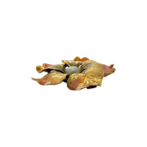Vintage Enamel Flower Brooch Conversion Pendant 14K Yellow Gold